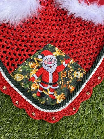 Horse Ear Bonnet Santa Claus Double Hats Fly Hood Ear Net Fly Veil Gift for A Christmas Equestrian Tack Equine (Embroidery, Horse/Full) in Saudi Arabia
