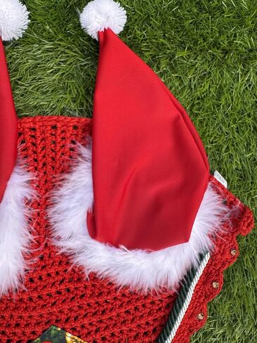 Horse Ear Bonnet Santa Claus Double Hats Fly Hood Ear Net Fly Veil Gift for A Christmas Equestrian Tack Equine (Embroidery, Horse/Full) in Saudi Arabia