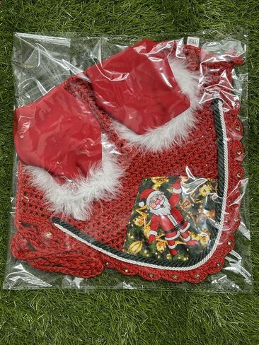 Horse Ear Bonnet Santa Claus Double Hats Fly Hood Ear Net Fly Veil Gift for A Christmas Equestrian Tack Equine (Embroidery, Horse/Full) in Saudi Arabia