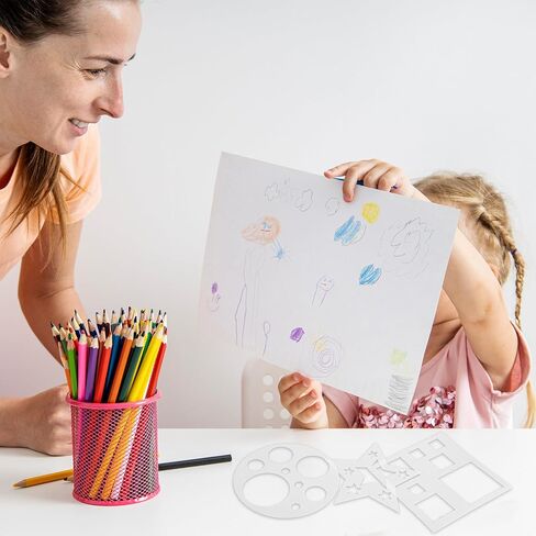 12 جهاز كمبيوتر رسم استنسل استنسل هندسي دائرة مربع قلب قالب النجوم مجموعة للطلاء الأساسي تتبع الإستنسل البسيطة الرسم in Kuwait