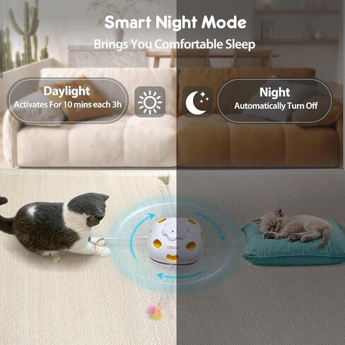 ألعاب القطط من أورسدا للقطط الداخلية، لعبة تفاعلية 5 في 1 للقطط، ألعاب إثراء تلقائية قابلة لإعادة الشحن للقطط في المنزل بمفردها للقطط البالغة التي تشعر بالملل في الأماكن المغلقة، ألعاب القطط الصغيرة للتمرين، تعمل باللمس in Kuwait