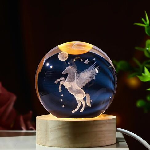 3D Crystal Ball Night Light,80MM Animals Glass Ball Night Lamp with Woodern Base,Decorations Gifts for Men,Women,Kids,Boys,Girls,Teens (Dolphin) in Saudi Arabia