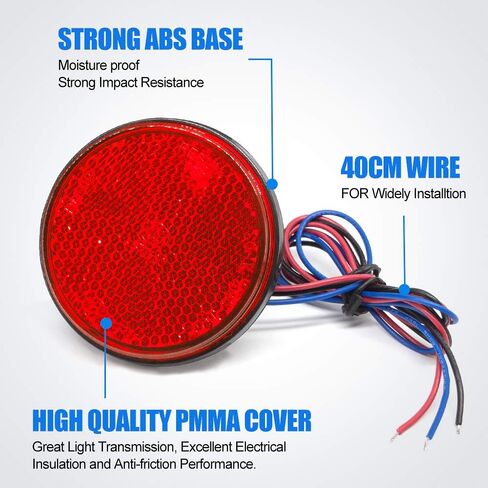 Biqing 2Pcs Motorcycle Rear Lights Turn Signal Light,Universal Round Tail Brake Lamp Rear Lamp 12V 24 LED Reflector Brake Stop Marker Light Indicator for Car Motorcycle Truck(White in Saudi Arabia