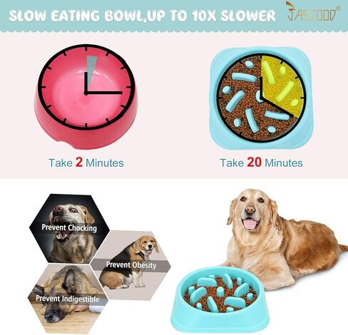 JASGOOD DOG ESTER بطيئة الأكل وعاء الحيوانات الأليفة الصديقة غير السامة غير سامة منع الاختناق وعاء تصميم صحي للكلاب توقف الذروة وعاء (بيج) in Kuwait