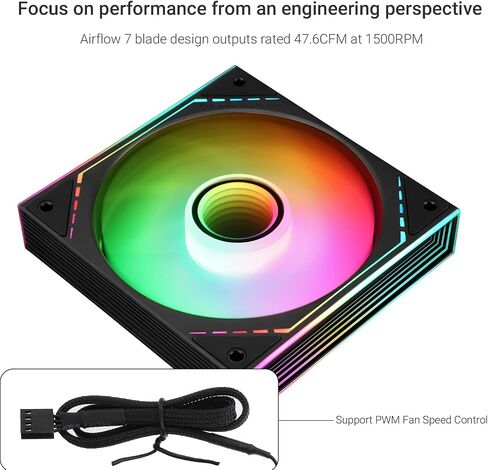 TL-M12 Case Fan 120mm ARGB CPU Cooler Fan Comes with ARGB Mirror Light Effect,PC PWM Silent Fan with 1500RPM Speed, Black CPU Cooling ARGB Fan,Desktop CPU PWM Fan in Saudi Arabia