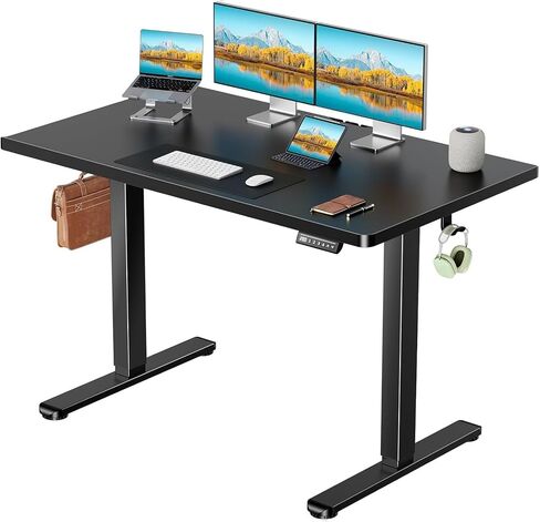 Marsail Electric Standing Desk مع سطح مكتب من قطعة واحدة ، و 48 × 30 بوصة طول المكتب القابل للتعديل مكتب كمبيوتر مع طاولة أعمق ، مكتب المنزلي مع 4 مسبقات الذاكرة ، طاولة لغرفة النوم in Saudi Arabia