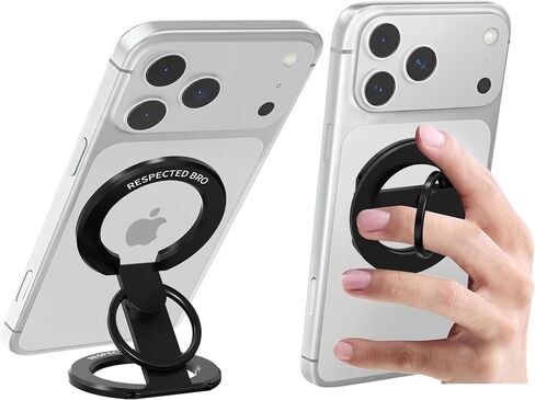 Magnetic-Phone-Ring-Holder with Dual Rings, Compatible with iPhone 16/15/14/13/12, Multifunctional Stand for Desk, Office, Gym, Kitchen & All Metal Surfaces, Finger Loop Grip in Kuwait