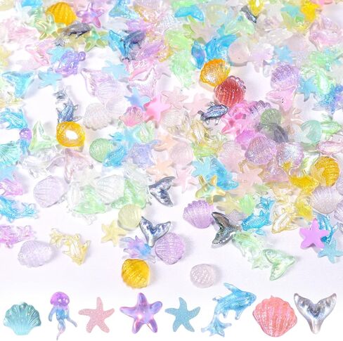 210pcs Mini Resin Animals, Miniature Ocean Figurines Glow in The Dark Small Sea Turtles Fishes Jellyfishes Tiny Crabs Starfishes Seashells Dolphins Statue for Dollhouse Aquarium Decorations in Kuwait