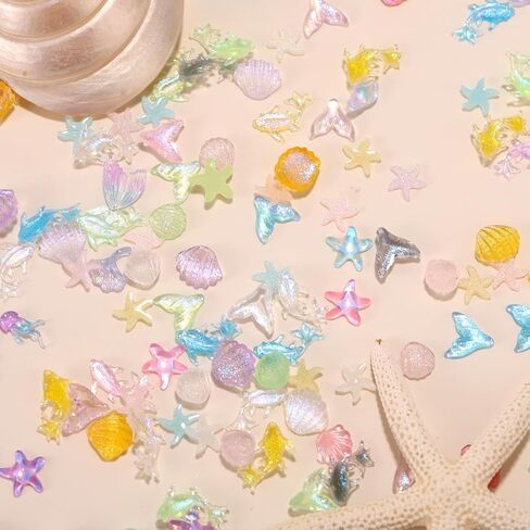 210pcs Mini Resin Animals, Miniature Ocean Figurines Glow in The Dark Small Sea Turtles Fishes Jellyfishes Tiny Crabs Starfishes Seashells Dolphins Statue for Dollhouse Aquarium Decorations in Kuwait