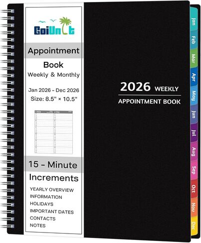 2026 كتاب المواعيد - يناير - ديسمبر 2026 ، مخطط المواعيد مع انتشار أسبوعي "8.5" x 10.5 "، زيادات كبيرة ، 15 دقيقة ، 2026 مخططًا يوميًا مع جيوب ، علامات تبويب ، غلاف ناعم in Saudi Arabia