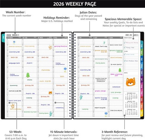 2026 كتاب المواعيد - يناير - ديسمبر 2026 ، مخطط المواعيد مع انتشار أسبوعي "8.5" x 10.5 "، زيادات كبيرة ، 15 دقيقة ، 2026 مخططًا يوميًا مع جيوب ، علامات تبويب ، غلاف ناعم in Saudi Arabia