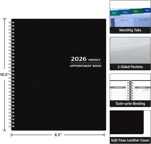 2026 كتاب المواعيد - يناير - ديسمبر 2026 ، مخطط المواعيد مع انتشار أسبوعي "8.5" x 10.5 "، زيادات كبيرة ، 15 دقيقة ، 2026 مخططًا يوميًا مع جيوب ، علامات تبويب ، غلاف ناعم in Saudi Arabia