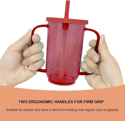 Adult Sippy Cups for Elderly 12oz Sippy Cup with 2 Handles No Spill Cups for Adults Straw Cups Dysphagia Cups for Disabled Patients in Saudi Arabia