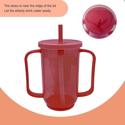 Adult Sippy Cups for Elderly 12oz Sippy Cup with 2 Handles No Spill Cups for Adults Straw Cups Dysphagia Cups for Disabled Patients in Saudi Arabia
