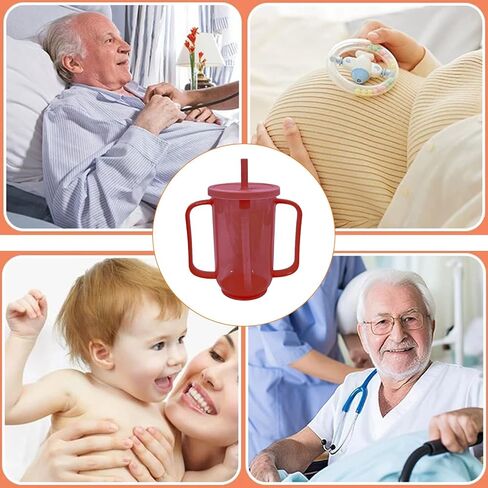 Adult Sippy Cups for Elderly 12oz Sippy Cup with 2 Handles No Spill Cups for Adults Straw Cups Dysphagia Cups for Disabled Patients in Saudi Arabia