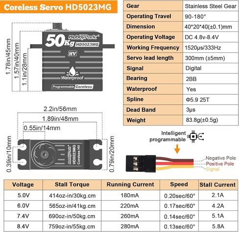 Hobbypark مقاوم للماء RC Servo عزم الدوران العزم العزم Motor Motor Metal Gear Digital Servo الألومنيوم أجزاء من 1/8 1/10 RC Crawler RC Truck RC Car Buggy Basher Bashing Angle 180 ° (35 كجم عزم الدوران) in Saudi Arabia
