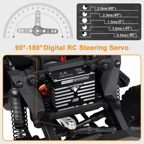Hobbypark مقاوم للماء RC Servo عزم الدوران العزم العزم Motor Motor Metal Gear Digital Servo الألومنيوم أجزاء من 1/8 1/10 RC Crawler RC Truck RC Car Buggy Basher Bashing Angle 180 ° (35 كجم عزم الدوران) in Saudi Arabia