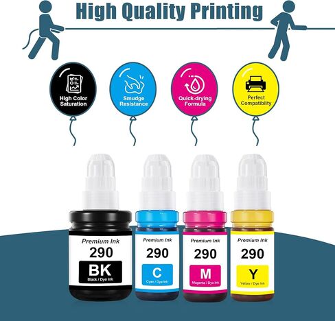 GI-290 GI 290 Ink Refill G3200 G4210 Compatible Replacement for Canon GI 290 Ink Bottles Kit for G1200 G2200 G4200 G1000 G1100 G1310 G1400 G1800 G1810 G1900 G2000 Printers（4 Pack） in Kuwait