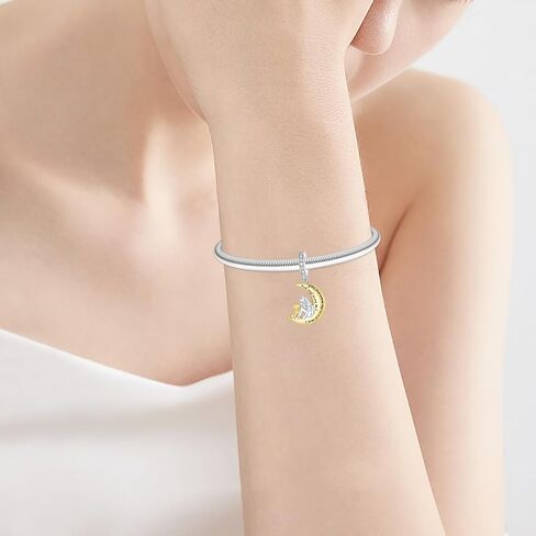 Moon Sun Star Charm 925 Sterling Silver Charm Fits Women's Charm Bracelet & Necklace Valentine's Day Mother's Day Jewelry Gifts for Women in Kuwait