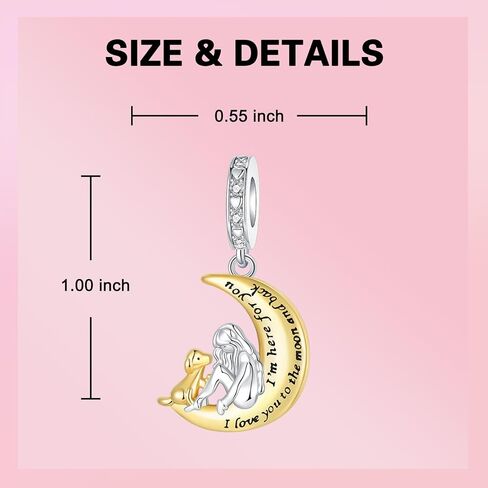 Moon Sun Star Charm 925 Sterling Silver Charm Fits Women's Charm Bracelet & Necklace Valentine's Day Mother's Day Jewelry Gifts for Women in Kuwait