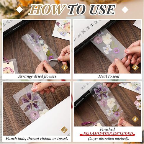 DIY Bookmark Making Kit 150 Pcs Bookmark Laminating Pouches with 150 Pcs Tassels 2 x 6 Inch Hot Laminator Sleeves 5 Mil Laminating Pouches Dried Flower for Book Lovers Nature Lovers in Kuwait