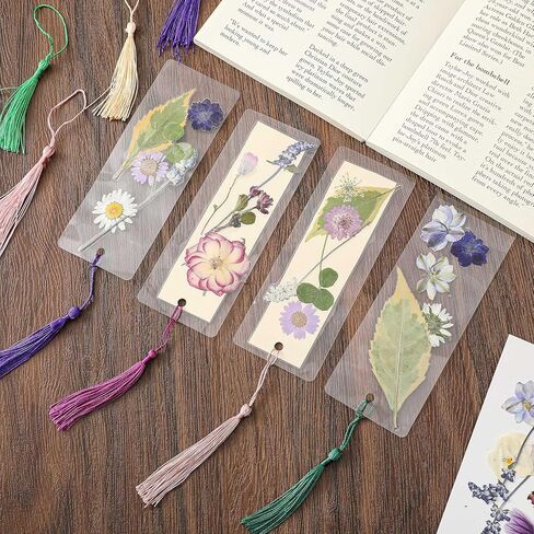 DIY Bookmark Making Kit 150 Pcs Bookmark Laminating Pouches with 150 Pcs Tassels 2 x 6 Inch Hot Laminator Sleeves 5 Mil Laminating Pouches Dried Flower for Book Lovers Nature Lovers in Kuwait