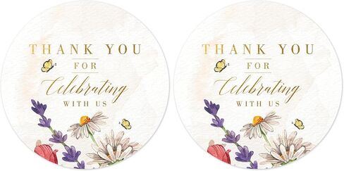 Country Wild Floral Wedding Thank You Labels Thank You for Celebrating with Us Stickers | 2 inch | Gold Foil | 60pcs Waterproof Favor Labels for Wedding, Bridal Shower, Baby Shower in Saudi Arabia