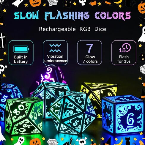 Light up DND Dice Set Rechargeable,Cool LED D and D Dice 7pcs with Charging Box Polyhedral Dungeons and Dragons RPG Dice Set for Role Playing Table Game (Astral Shard Blue) in Kuwait