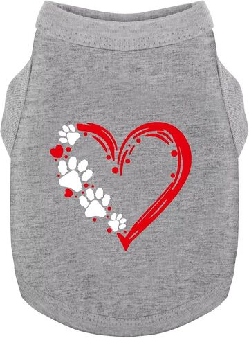 Discover Cozy Sleeveless Canine Wear: Soft, Lightweight, and Breathable Cotton Dog Shirt Featuring Heart and Paw Graphics. Vest Tank Top is Ideal for Small, Medium, and Large Breeds Black M in Kuwait