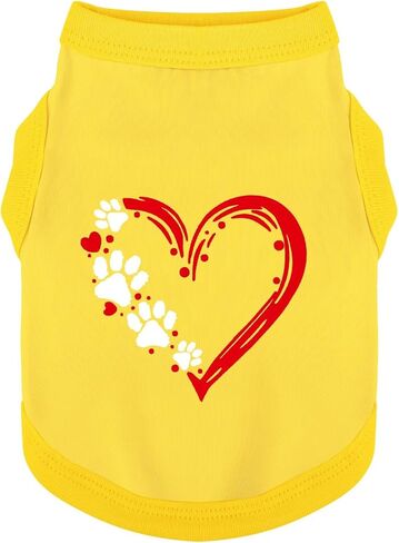 Discover Cozy Sleeveless Canine Wear: Soft, Lightweight, and Breathable Cotton Dog Shirt Featuring Heart and Paw Graphics. Vest Tank Top is Ideal for Small, Medium, and Large Breeds Black M in Kuwait