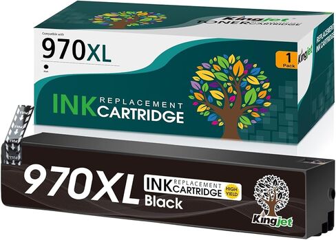 Kingjet Contensiable لـ HP 970XL استبدال خرطوشة الحبر الأسود لـ HP 970 971 970XL 971XL Work with OfficeJet Pro X576DW X451DN X451DW X476DW X476DN X551DW PRINTERS ، 1 PACK INK 970XL in Kuwait