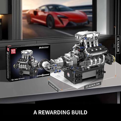 مجموعات لبنات بناء محرك Mold King Boxer ، مجموعة طراز محرك Mini V8 التي تعمل ، بناء محرك سيارة طراز جذع ، ألعاب هندسة بناء محرك ، مجموعات الأطفال/البالغين (609+PCS) in Kuwait