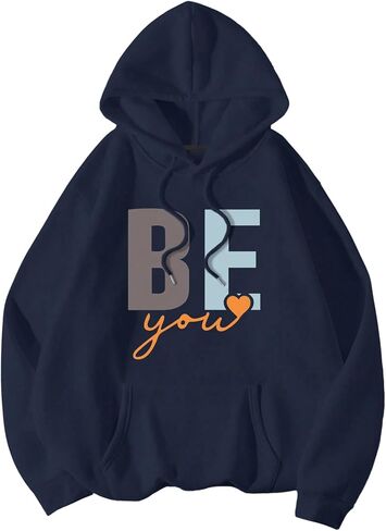 SOLY HUX Women's Plus Size Sweatshirt Letter Graphic Hoodies Drawstring Drop Shoulder Long Sleeve Pullover Tops in Saudi Arabia