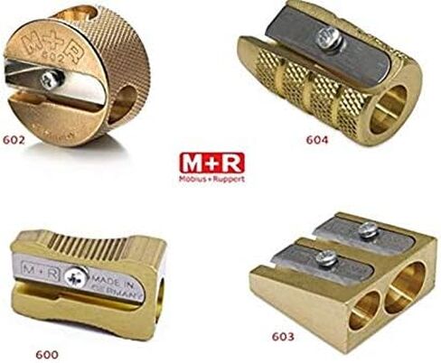 Mobius + Ruppert (M+R) Brass Artists Pencil Sharpener - choose from 4 shapes! Made in Germany - finest in the world! (602 - Double Round) in Kuwait