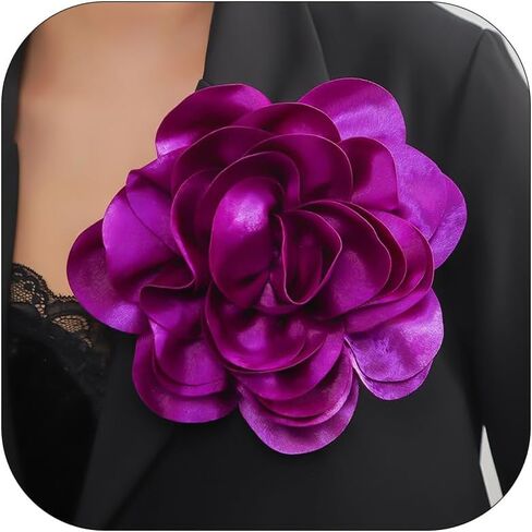 Flower Pins for Clothes Large Rose Flower Brooches Lapel Pins Dainty Fabric Flower Pins Delicate Elegant Handmade Flower Brooches for Wedding Party Dance Banquet Dress Suit Ceremony Clothes Accessories Jewelry in Kuwait