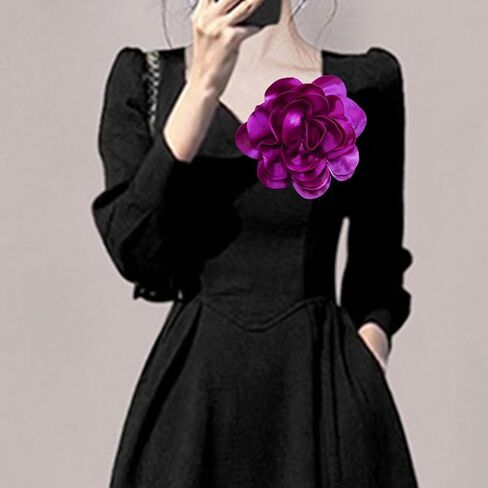 Flower Pins for Clothes Large Rose Flower Brooches Lapel Pins Dainty Fabric Flower Pins Delicate Elegant Handmade Flower Brooches for Wedding Party Dance Banquet Dress Suit Ceremony Clothes Accessories Jewelry in Kuwait