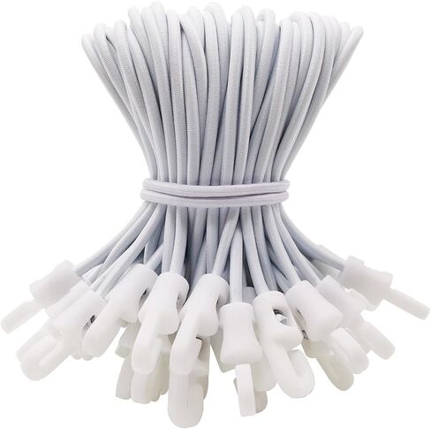 Small Bungee Cords with Hooks 10 Inch - 25 Pcs Short Heavy Duty Tarpaulin Bungees for Tarp, Camping, Tent (White) in Saudi Arabia