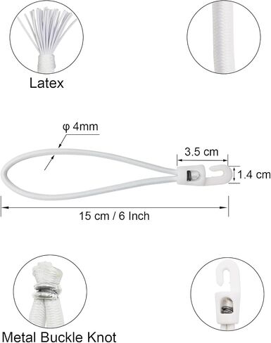 Small Bungee Cords with Hooks 10 Inch - 25 Pcs Short Heavy Duty Tarpaulin Bungees for Tarp, Camping, Tent (White) in Saudi Arabia