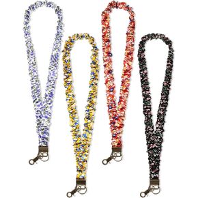 Faccito 4 Pcs Scrunchies Lanyards for ID Badges Keys Scrunchy Cute Neck Keychain with Clip Teacher Closure Stretchy Lanyards in Saudi Arabia