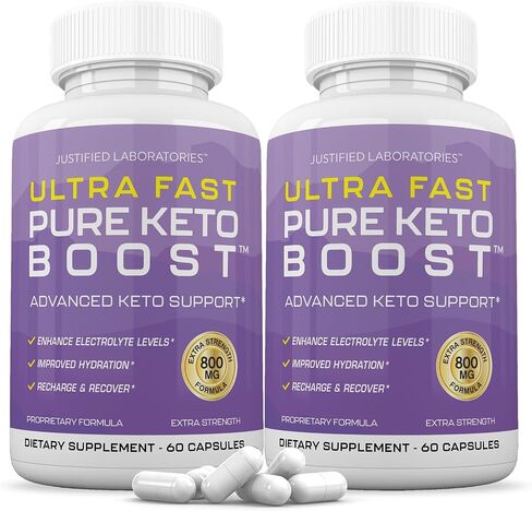 (2 Pack) Ultra Fast Pure Keto Boost Pills 1275MG New & Improved Formula Contains Apple Cider Vinegar Extra Virgin Olive Oil Powder Green Tea Leaf 120 Capsules in Kuwait