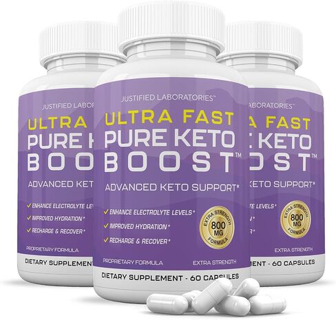 (2 Pack) Ultra Fast Pure Keto Boost Pills 1275MG New & Improved Formula Contains Apple Cider Vinegar Extra Virgin Olive Oil Powder Green Tea Leaf 120 Capsules in Kuwait