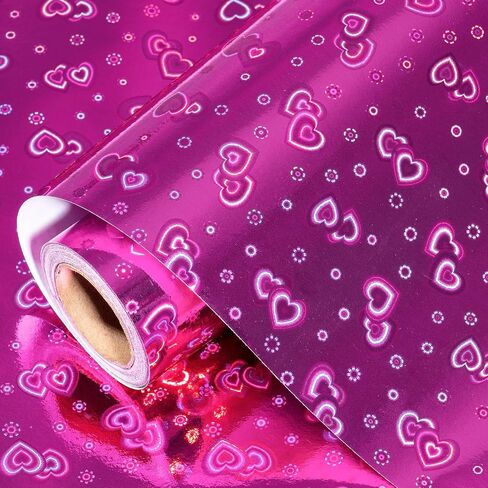 RUSPEPA Pink Holographic Wrapping Paper Roll for Girls, Metallic Pastel Pink Stars Gift Wrap for Birthday, Wedding, Mother's Day, Valentine's Day, Christmas, 17 Inches x 16.4 Feet in Kuwait