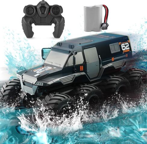 C8816 1:12 Scale Monster Truck RC Car ، سيارة التحكم عن بعد البرمائية 4WD All-Terrain ، 2.4G بطارية مزدوجة 2 أوضاع السرعة ، مقاومة للماء للبحيرة ، العشب ، الرمال والسباق | هدايا للأعمار 6-12 ، البالغين in Kuwait