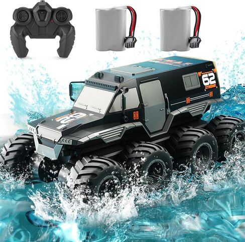 C8816 1:12 Scale Monster Truck RC Car ، سيارة التحكم عن بعد البرمائية 4WD All-Terrain ، 2.4G بطارية مزدوجة 2 أوضاع السرعة ، مقاومة للماء للبحيرة ، العشب ، الرمال والسباق | هدايا للأعمار 6-12 ، البالغين in Kuwait