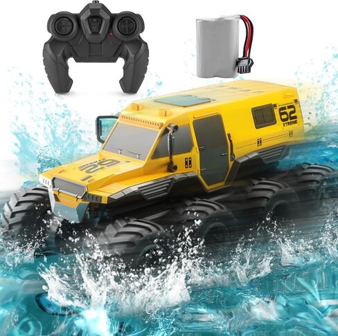 C8816 1:12 Scale Monster Truck RC Car ، سيارة التحكم عن بعد البرمائية 4WD All-Terrain ، 2.4G بطارية مزدوجة 2 أوضاع السرعة ، مقاومة للماء للبحيرة ، العشب ، الرمال والسباق | هدايا للأعمار 6-12 ، البالغين in Kuwait