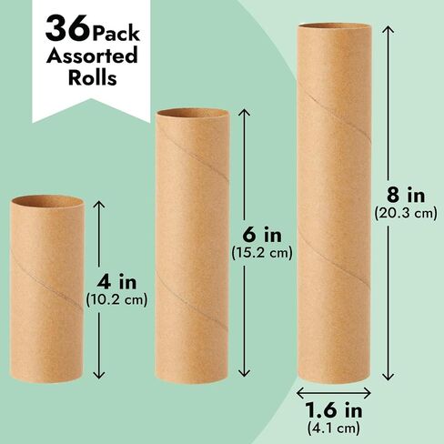 Bright Creations 36 Brown Empty Paper Towel Rolls, Cardboard Tubes for Crafts, DIY Classroom Projects (1.6 x 5.9 in) in Saudi Arabia