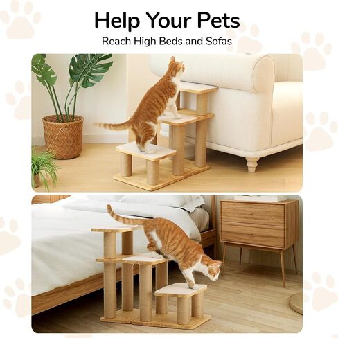 FUKUMARU Pet Stairs, Transformable Cat Stairs with Cat Scratching Post, High-Strength Dog Ramp Can Hold Up to 200 lbs, 20 Inch Pet Steps for Dogs and Cats to Climb High Bed and Couch, 6 Combinations in Kuwait