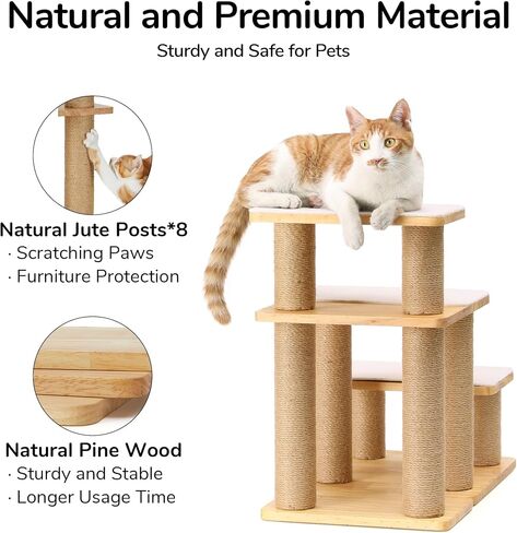 FUKUMARU Pet Stairs, Transformable Cat Stairs with Cat Scratching Post, High-Strength Dog Ramp Can Hold Up to 200 lbs, 20 Inch Pet Steps for Dogs and Cats to Climb High Bed and Couch, 6 Combinations in Kuwait