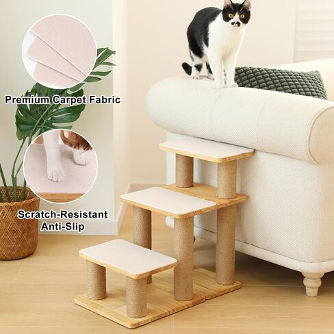 FUKUMARU Pet Stairs, Transformable Cat Stairs with Cat Scratching Post, High-Strength Dog Ramp Can Hold Up to 200 lbs, 20 Inch Pet Steps for Dogs and Cats to Climb High Bed and Couch, 6 Combinations in Kuwait