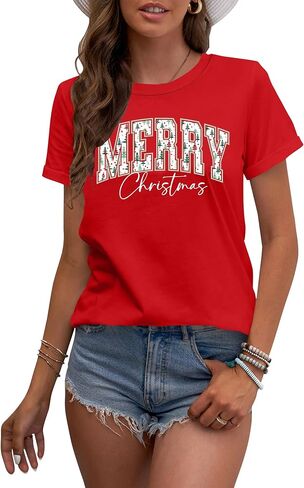 LAZYCHILD Christmas Shirts Women Christmas Tree T Shirt: Merry Christmas Vacation Tees Xmas Tops in Saudi Arabia